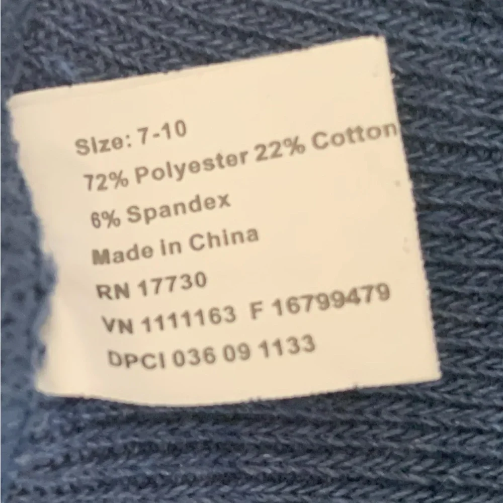 NWOT Tights Girls Size 7 - 10 Blue Ribbed Cotton Stretchy Comfy Warm